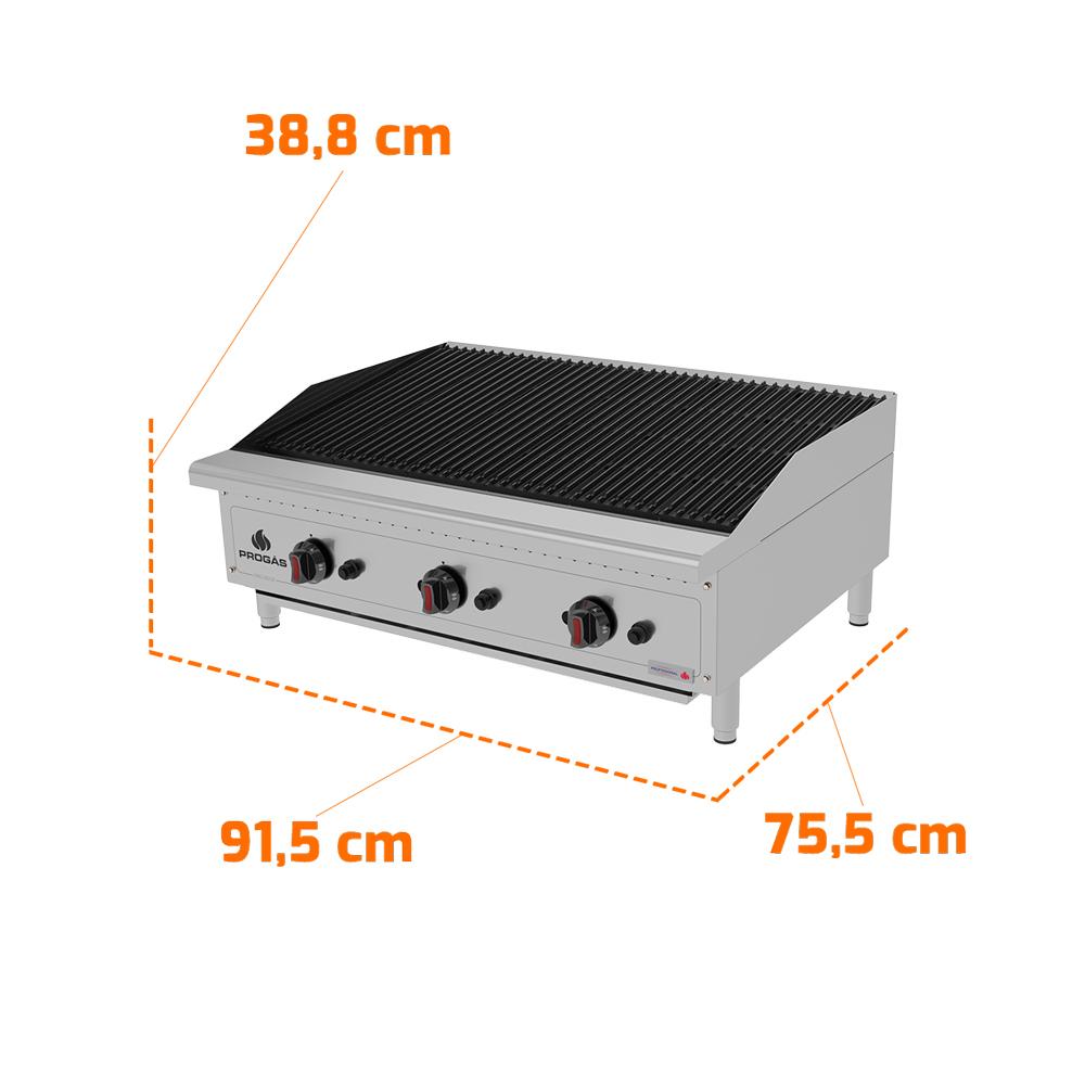 Char broiler Chapa Churrasqueira Profissional Lanchonetes Inox a Gás 90cm Pro-90cb - Progás P44601