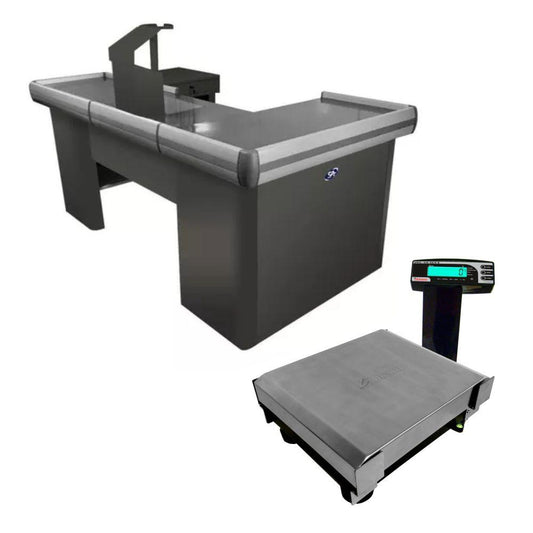 Caixa Supermercado Empacotador Preto 2m Check Out e Balança Bivolt 30kg - Urano