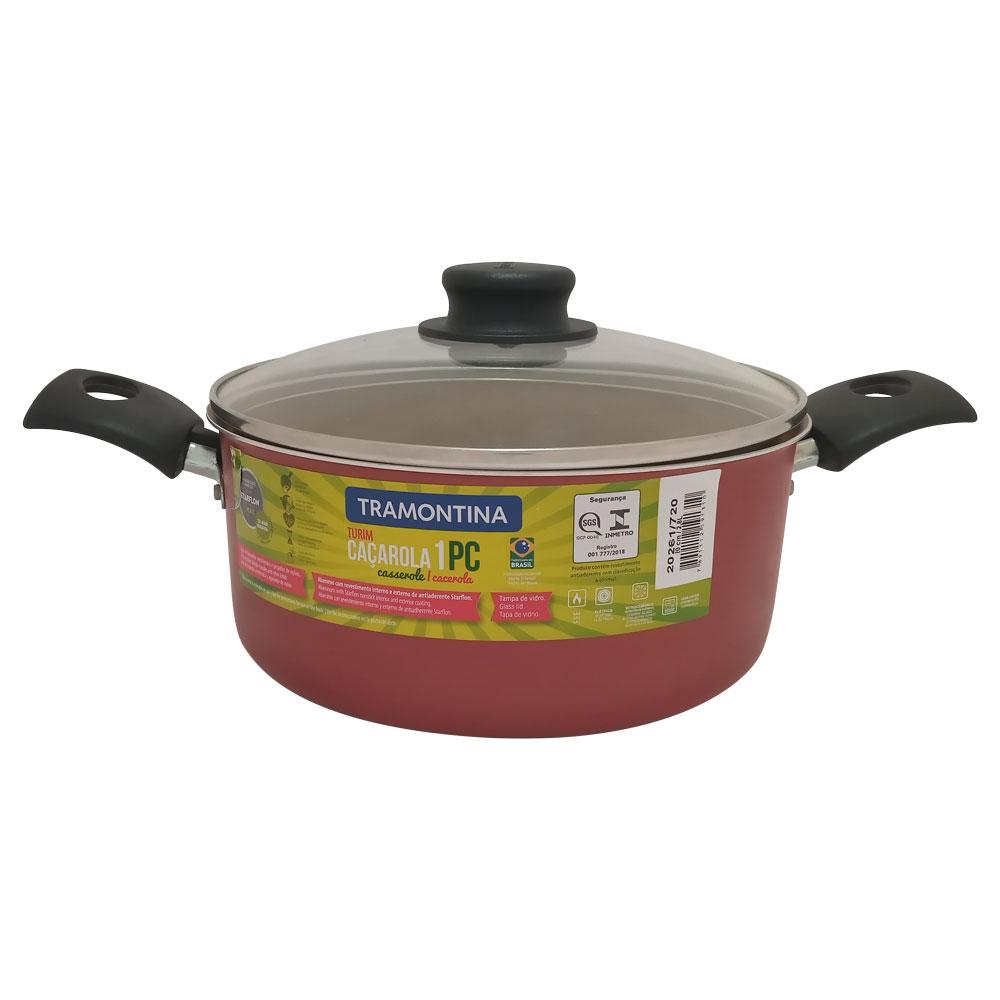 Semi - Caçarola Turim Alumínio Antiaderente Vermelho 20cm 2,8L PTV2 - Tramontina 20261720