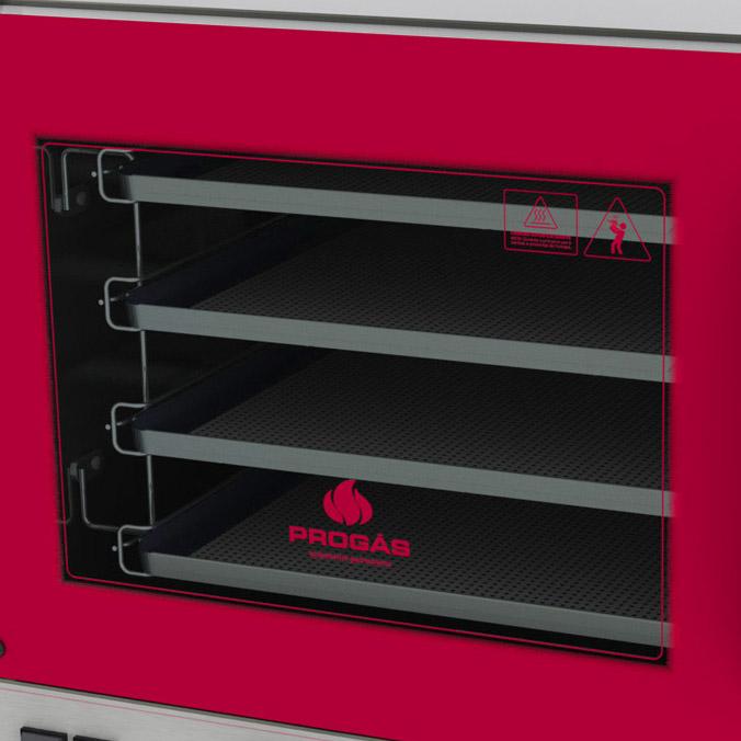 Kit - Forno Turbo Prp-004 Plus Digital 127v Vermelho + 4 Assadeiras - Progás