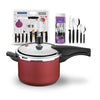 KIT - Panela de Pressão 4,5 Vermelha + 1 Faqueiro 30pç + 1 Conjunto Facas 9pç - Tramontina