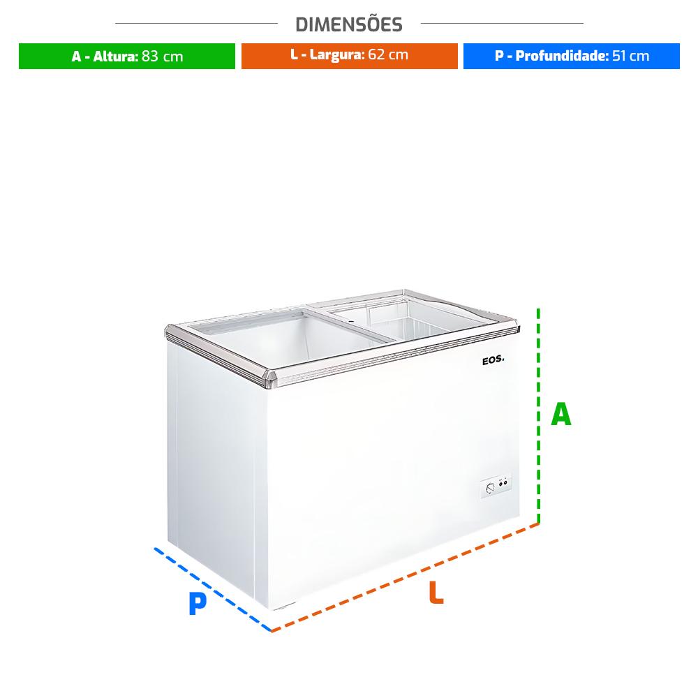 Freezer Horizontal Expositor 120 Litros Dupla Ação -22ºC a +8ºC Eco Gelo Tampa de Vidro EEH120XX 220V - EOS