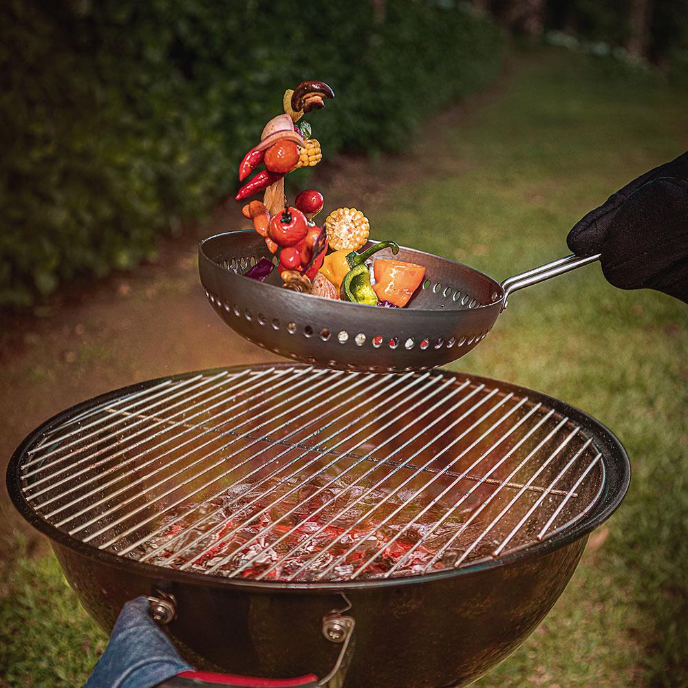 Grelha Wok Furada Churrasco em Alumínio Anodizado Com Cabo 26 cm ø - Tramontina 20847026