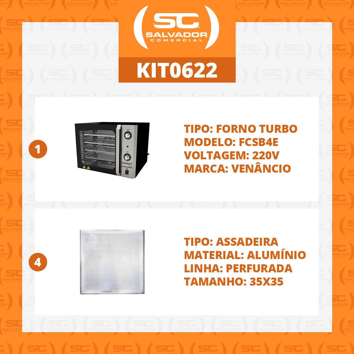 KIT - Forno Turbo Convector Smart Basic. Preto e Inox FCSB4E 220v + 4 Assadeiras - Venâncio