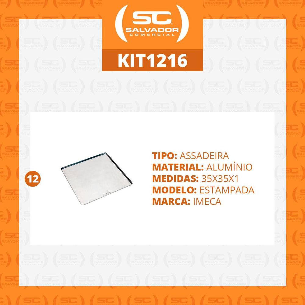 Kit 12 Assadeiras Estampada Lisa Em Alumínio 35x35cm Para Fornos PRP-004/FCSB4E /FCV-35 - Imeca