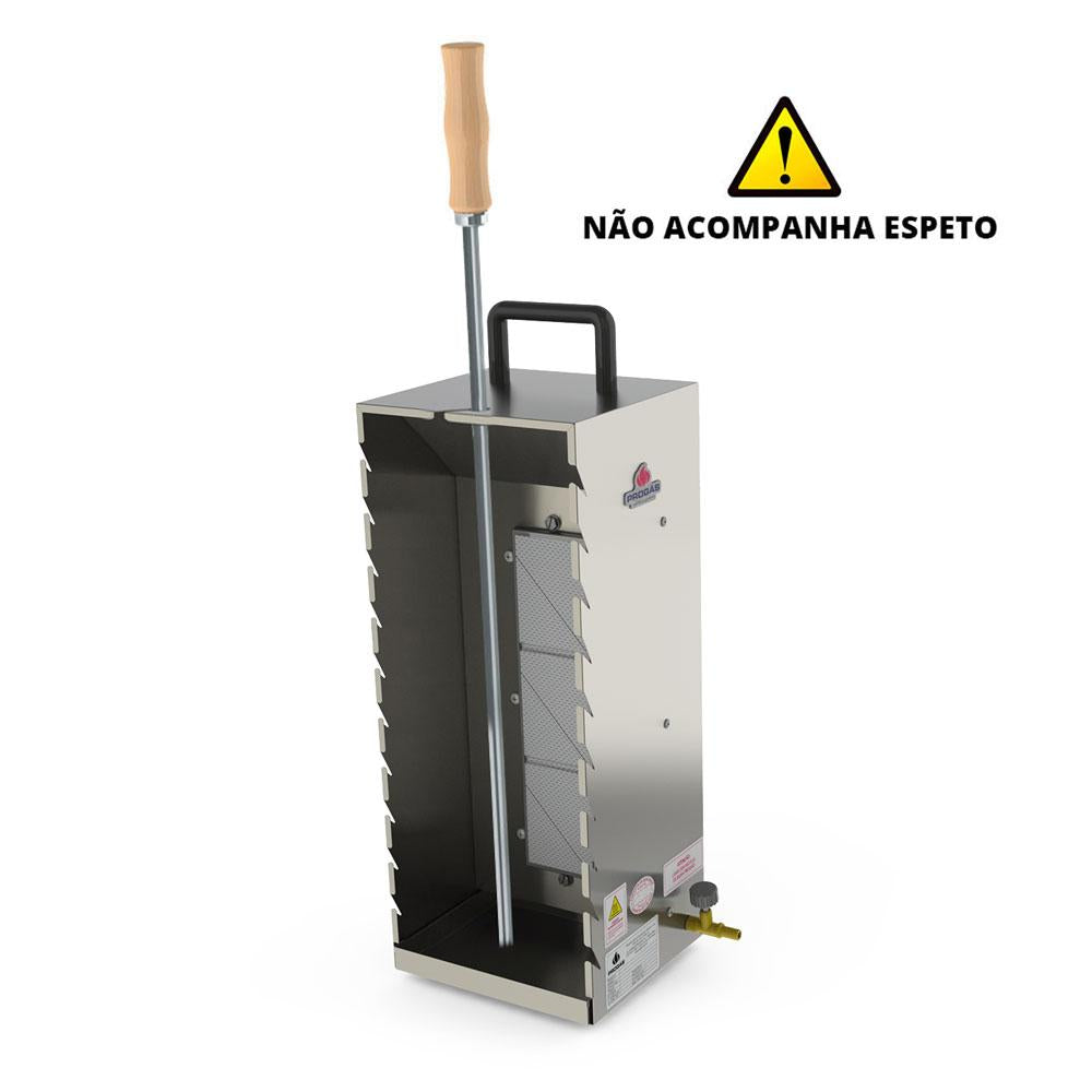 Churrasquito Churrasqueira a Gás Infravermelho 10 Espetinhos ou 1 Espeto 75cm PR-199G Em Inox Progás