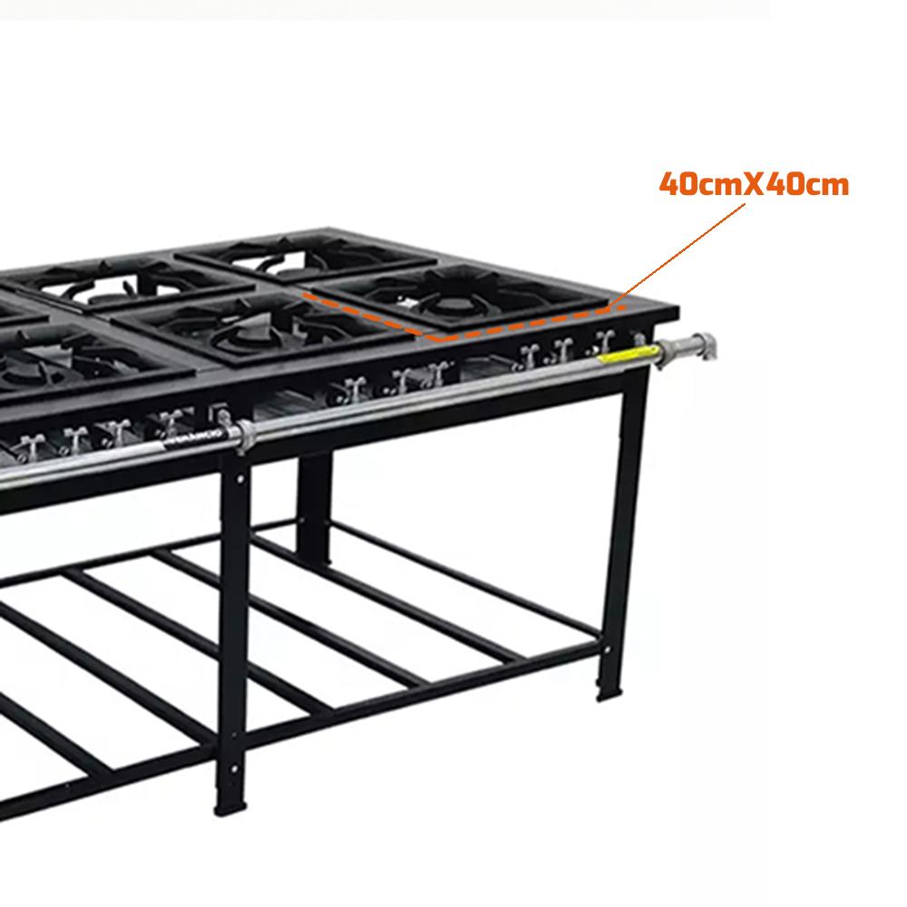 Fogão a Gás Baixa Pressão Industrial Maxi 40x40 8 Bocas 4 duplas M8D4 - Venâncio