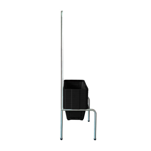 Kit - Suporte Para Cestos de Compras Simples + 10 Cestos D100 Preto