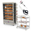 Assador de Frango Gás 6 Espetos Tubular Pr-634 + Tesoura + Carrinho Inox + Injetor de Temperos