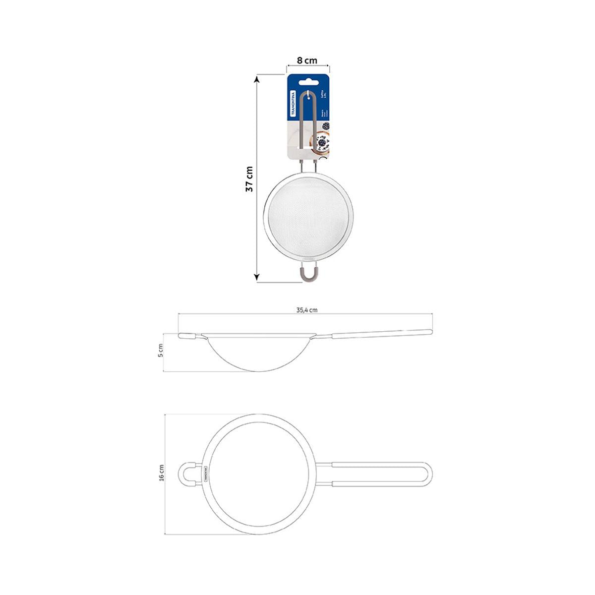 Peneira Softta em Aço Inox Com Cabo e Alça em Silicone Cinza 16 cm - Tramontina 25860162