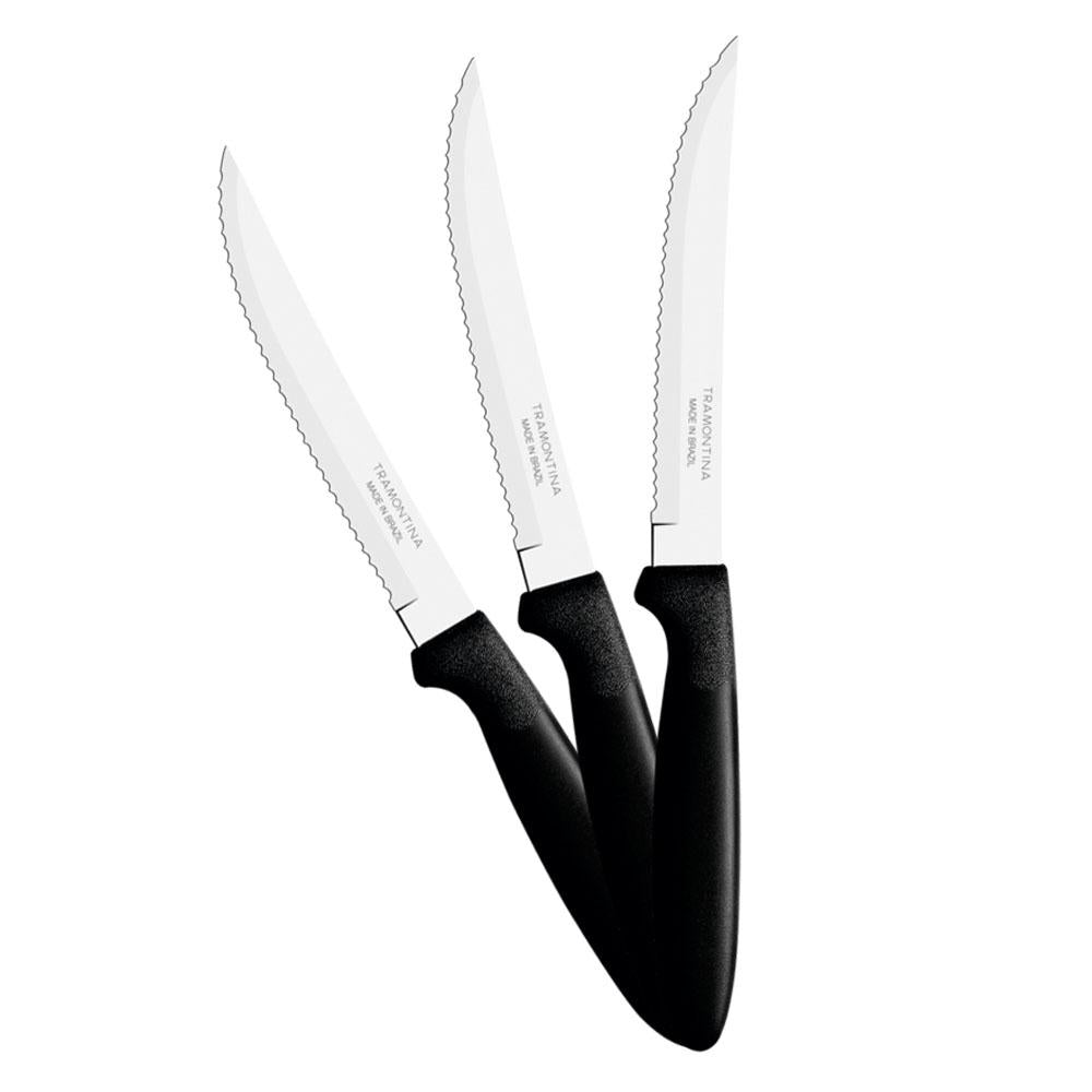 Kit 24 Facas para Churrasco Ipanema Com Lâmina em Aço Inox Cabo Preto FPTOP - Tramontina