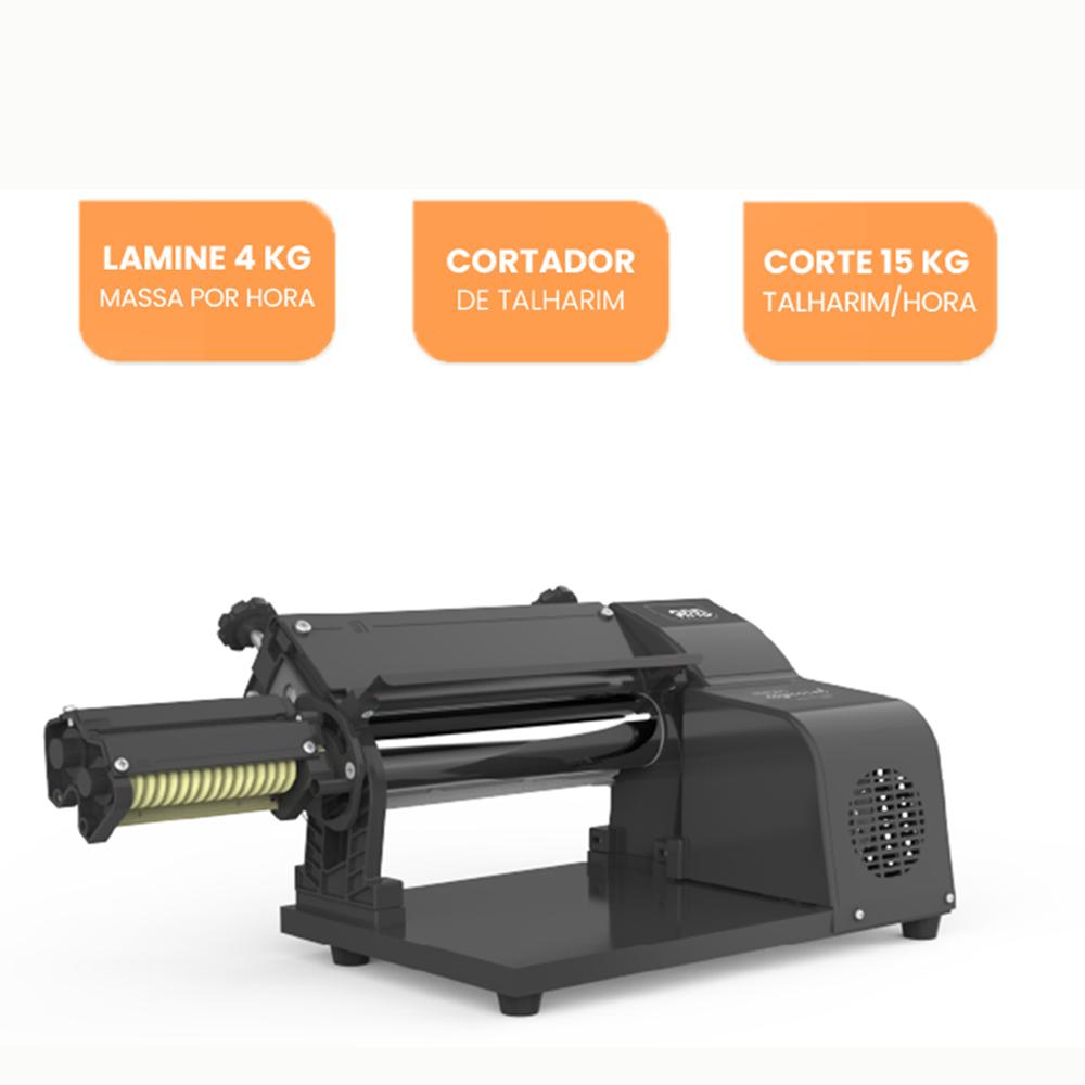 Cilindro Laminador de Massas Elétrico 28cm Carenagem Abs Nero Preto 220v - Anodilar