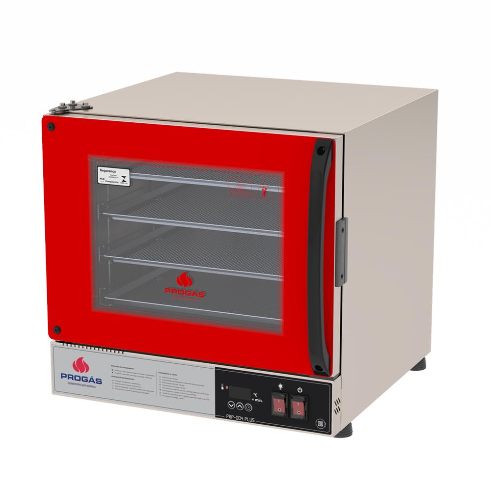 Kit Forno Turbo Elétrico PRP-004 Plus 220V Vermelho + Bancada MES-004 Progás + 4 Assadeiras Cimapi
