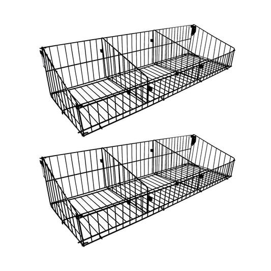 Kit - 2 Cestos 30cm Com Divisórias Para Organização de Gôndola Preto New Plus - Sa Gondolas
