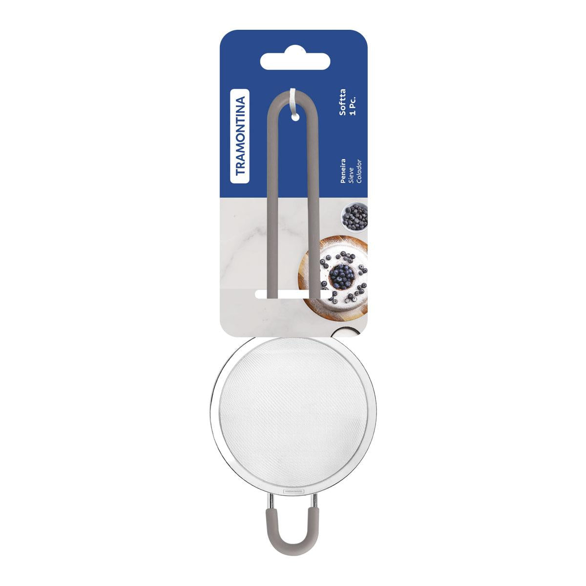 Peneira Softta em Aço Inox Com Cabo e Alça em Silicone Cinza 8,8 cm - Tramontina 25860160