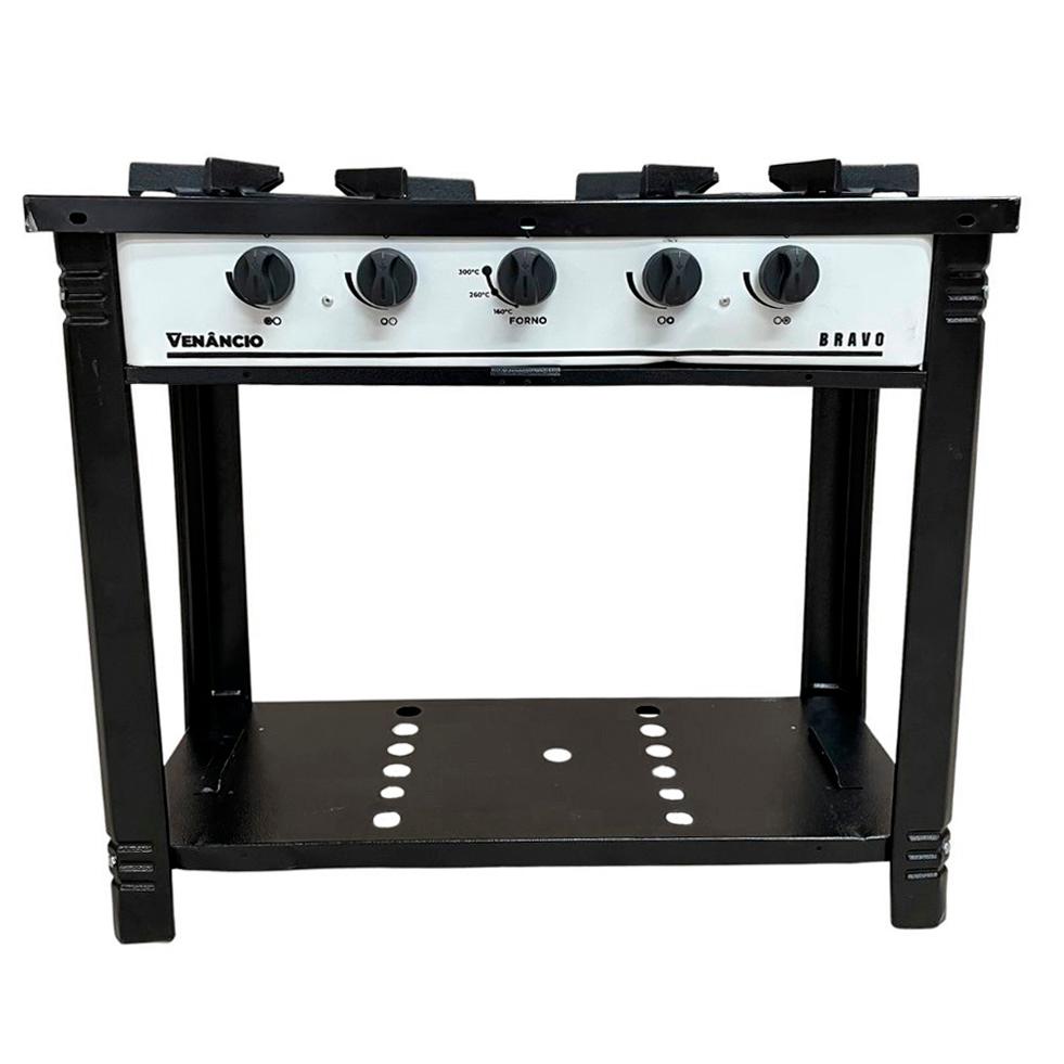 SEMINOVO - Fogão Industrial a Gás Bravo 2 Bocas Duplas Espera Forno Br2b Branco - Venâncio
