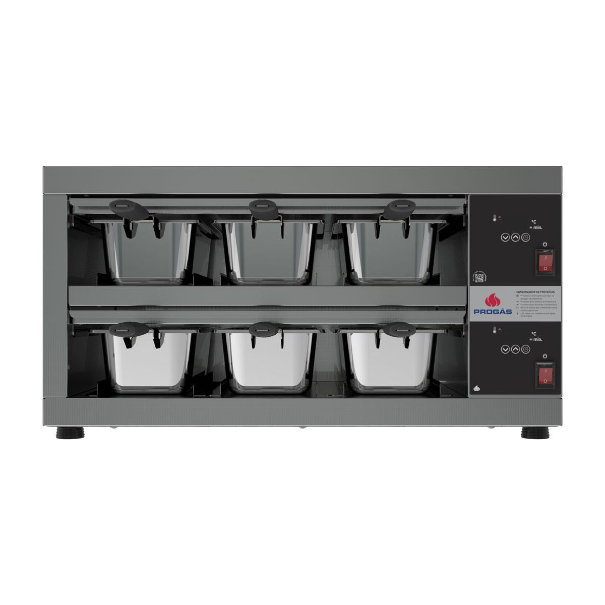Conservador de Proteínas Profissional Digital Até 80ºc 6 Cubas 1200w Prcprot-06 220v - Progás P46410