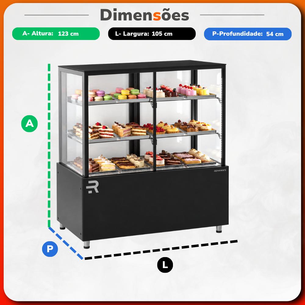 Vitrine Confeitaria Refrigerada New Vanguard Plus 105cm Ar Forçado 3°C a 10°C CNVPR1050 220V - Refrimate 464872-2