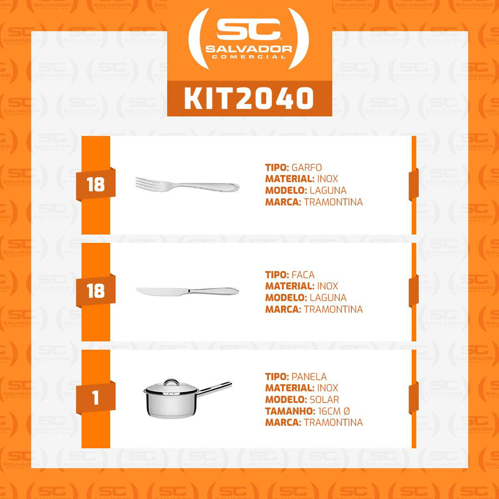 Conjunto de 1 Panela Solar 16cm 1,4l Com 36 Talheres Laguna e 5 Utensílios em Inox Extrata Tramontina