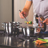 Jogo de Panelas Allegra Aço Inox Fundo Triplo Tampas de Inox 7 Peças - Tramontina 65650170