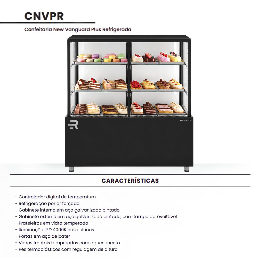 Vitrine Confeitaria Refrigerada New Vanguard Plus 105cm Ar Forçado 3°C a 10°C CNVPR1050 220V - Refrimate 464872-2