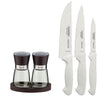 Kit - Faqueiro Premium 3 Peças + 1 Moedor de Sal e Pimenta Em Cerâmica e Vidro - Tramontina