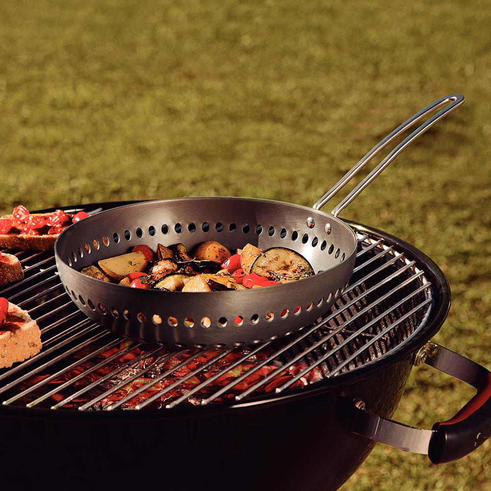 Grelha Wok Furada Churrasco em Alumínio Anodizado Com Cabo 26 cm ø – Tramontina 20847026