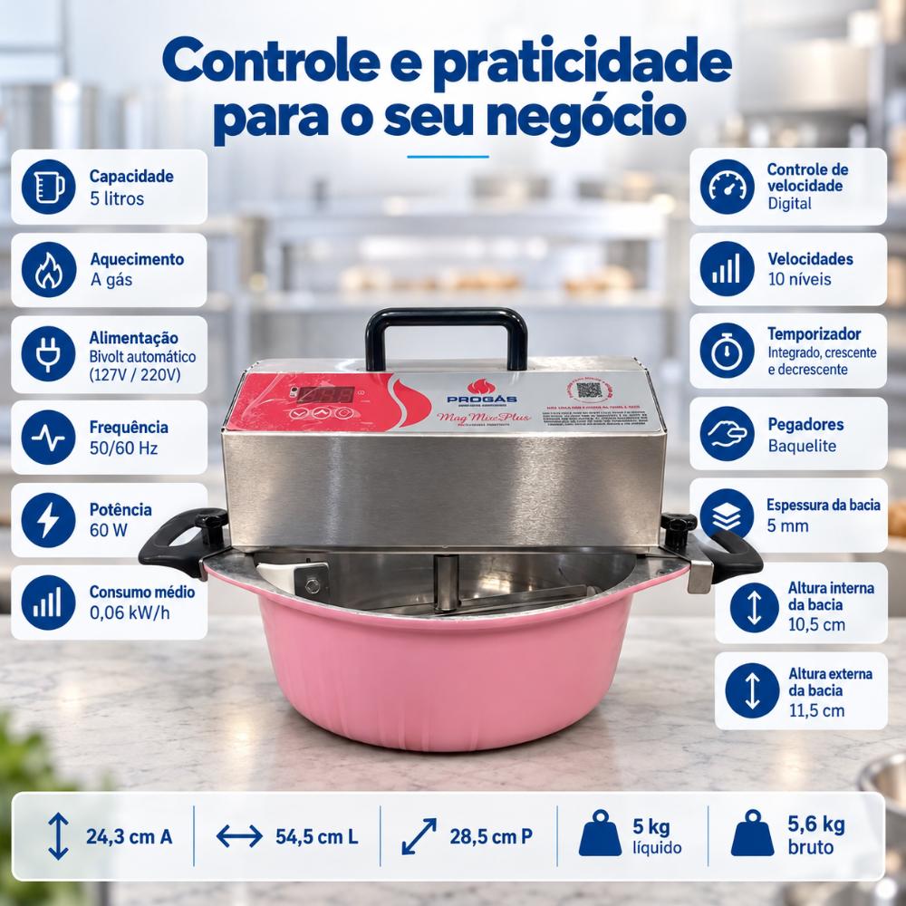 Semi - Misturador 5 Litros Gas Prmog-05 Plus Rosa Bivolt - Progas P43570