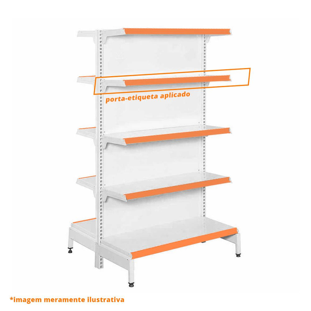 Gôndola Prateleira New Plus 1,70 Central Inicial GCI - Sa Gôndolas Porta Etiquetas Laranja