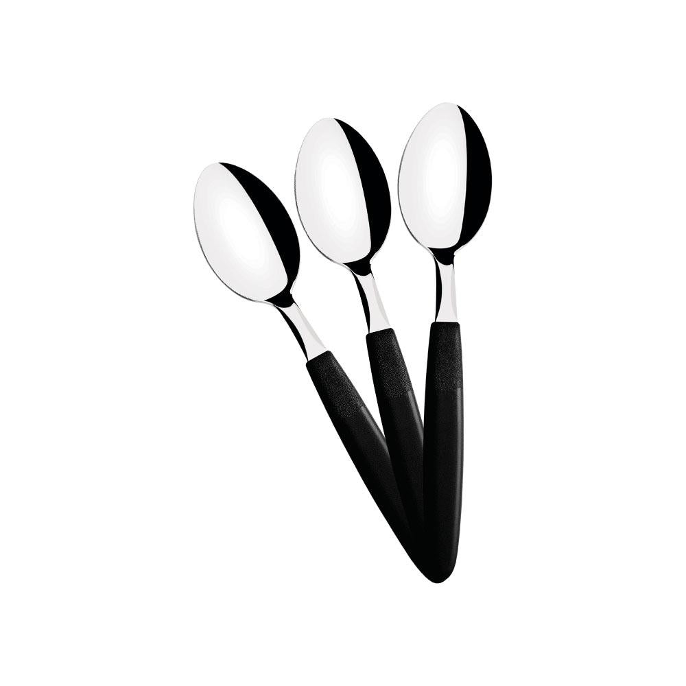 Kit - 6 Colheres de Sobremesa Ipanema Com Lâmina Em Aço Inox Cabo Preto Csptop - Tramontina
