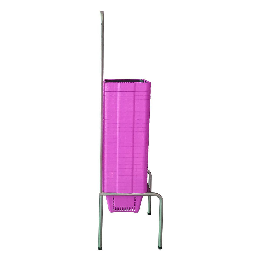 Kit Suporte Para Cestos De Compras Simples + 30 Cestos D100 Rosa