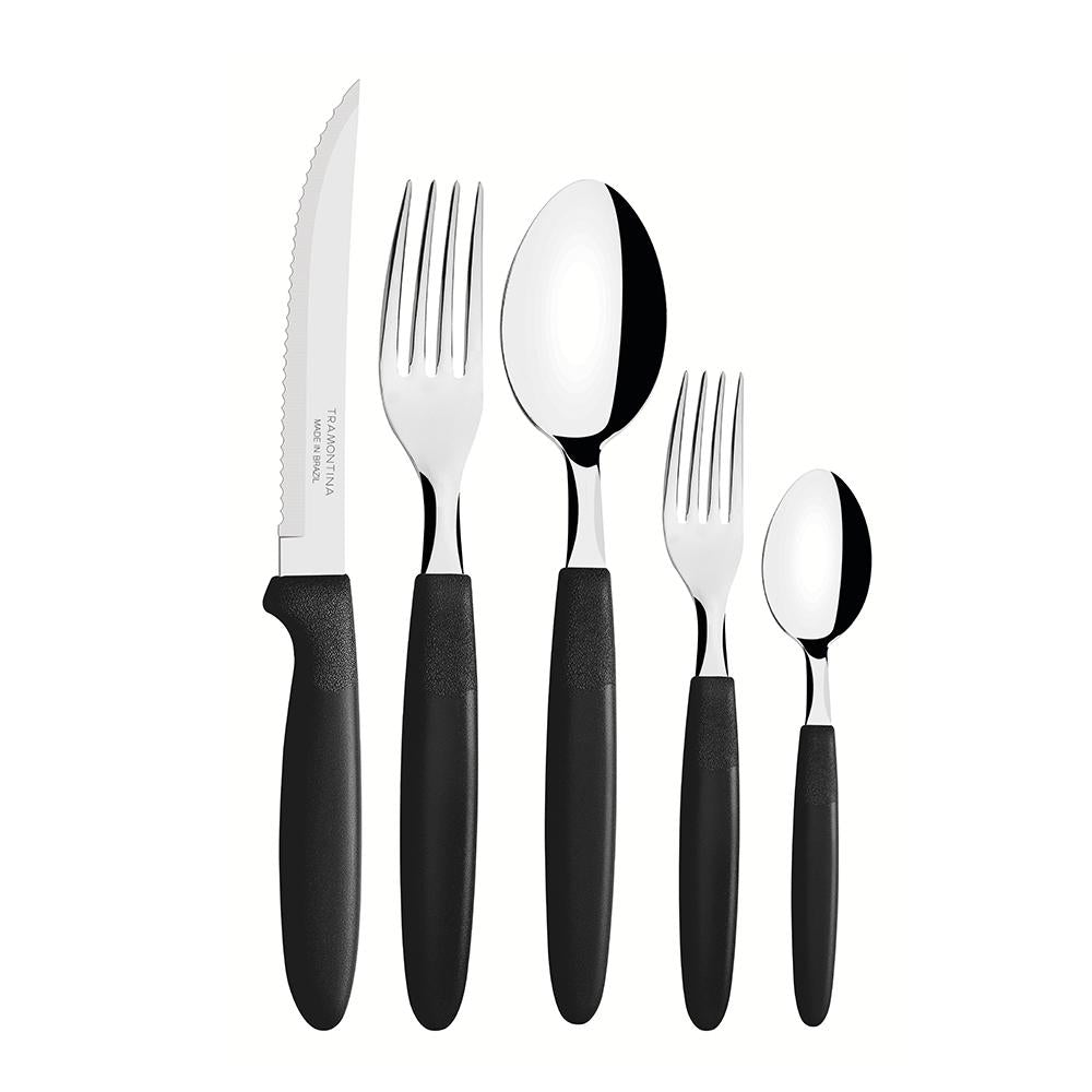 Panela Turim Alumínio Chumbo Antiaderente 1,4L PTC + Faqueiro Ipanema Preto 30pc - Tramontina