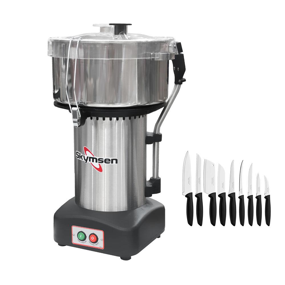 Multiprocessador de Alimentos 8 Litros Cutter Profissional Inox CR-8 127V Skymsen + Jogo de Facas 9 Peças