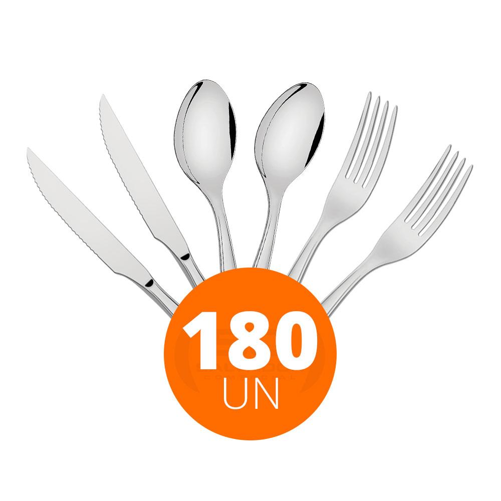 KIT - Jogo de Facas, Garfos e Colheres Luxo Laguna 180 Peças em Aço Inox ITOP - Tramontina