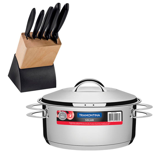 Kit - Faqueiro Plenus 6 Peças + 1 Panela Inox Solar 4,7 Lts Solar Pit1 - Tramontina