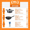 Caçarola Turim Alumínio Chumbo Antiaderente 2,8L + Faqueiro Ipanema Branco 24pc + Wok Loreto 3,6L