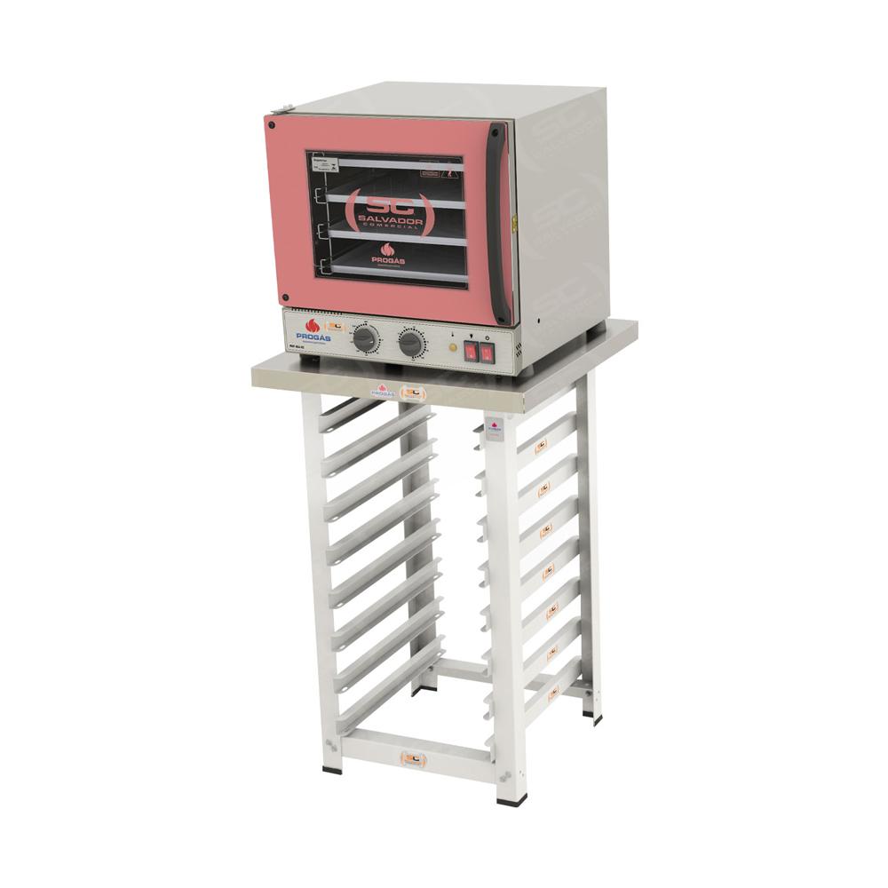 Kit Forno Turbo Elétrico PRP-004 G2 127V Rosa + Bancada MES-004 - Progás