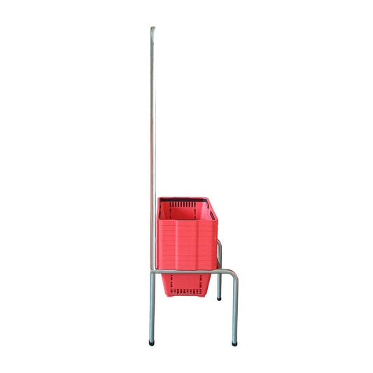 Kit - Suporte Para Cestos de Compras Simples + 10 Cestos D100 Vermelho