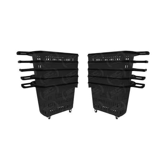 Kit - 10 Cestos Grande Com Rodízio D300 Cód. 3300 Preto - Della Plast