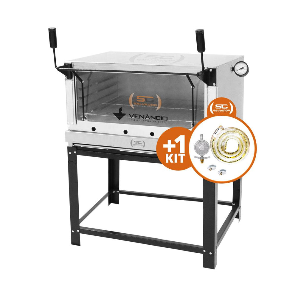 Kit Forno De Lastro a Gás Refratário Roma Inox FIRI90 + Kit Gás - Venâncio