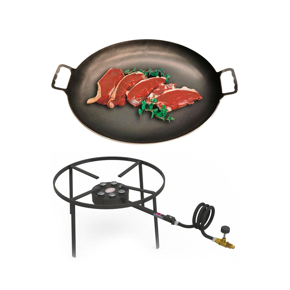 Kit Camping 2 - Fogareiro Fogão F1B7 Redondo 40cm + Chapa Campeira 45cm – Progás