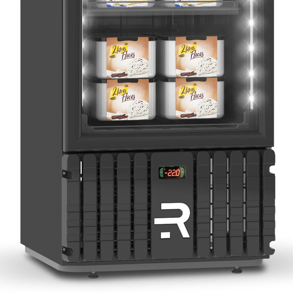 Visa Cooler Sorvete Porta Vidro Aquecido Ar Forçado -22ºC 400L VCS400PVPP Preto Externo e Interno 220V - Refrimate