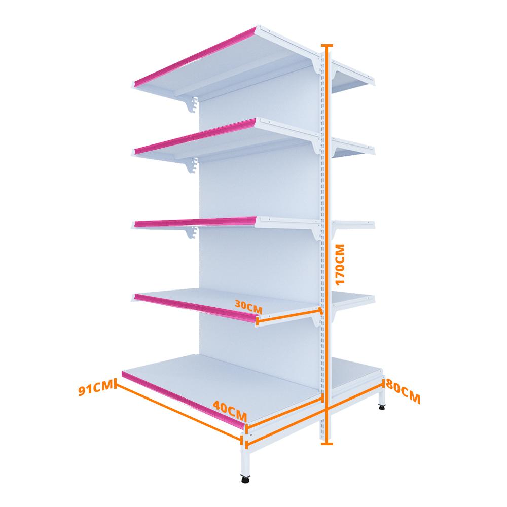 Gôndola Prateleira New Plus 1,70 Central Continuação GCC - Sa Gôndolas Porta Etiquetas Rosa