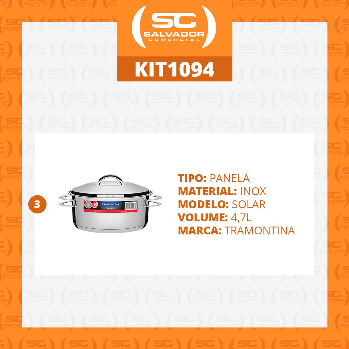 Kit - 3 Panelas Aço Inox Fundo Triplo Solar 4,7l Pit 1 - Tramontina