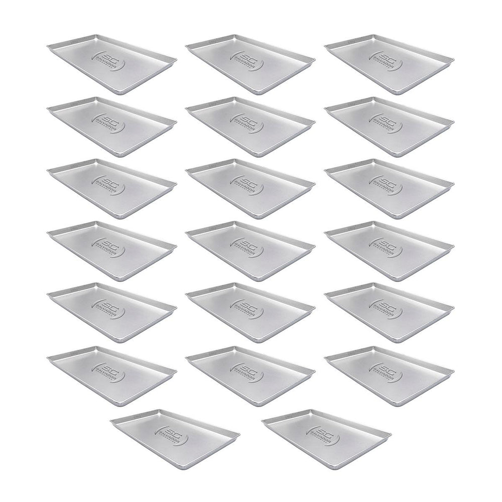 Kit - 20 Formas Assadeiras Lisa Estampada 0,6mm Pão Doce Alumínio 58 X 70 X 3,5 - Imeca