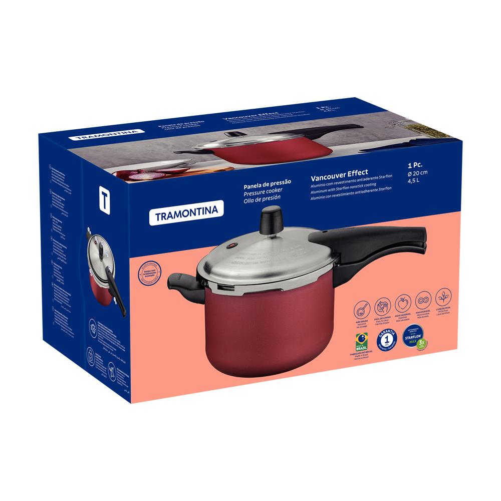 Panela de Pressão Effect Alumínio Revestimento Antiaderente 20 cm 4,5 l Vermelho - Tramontina 20591720