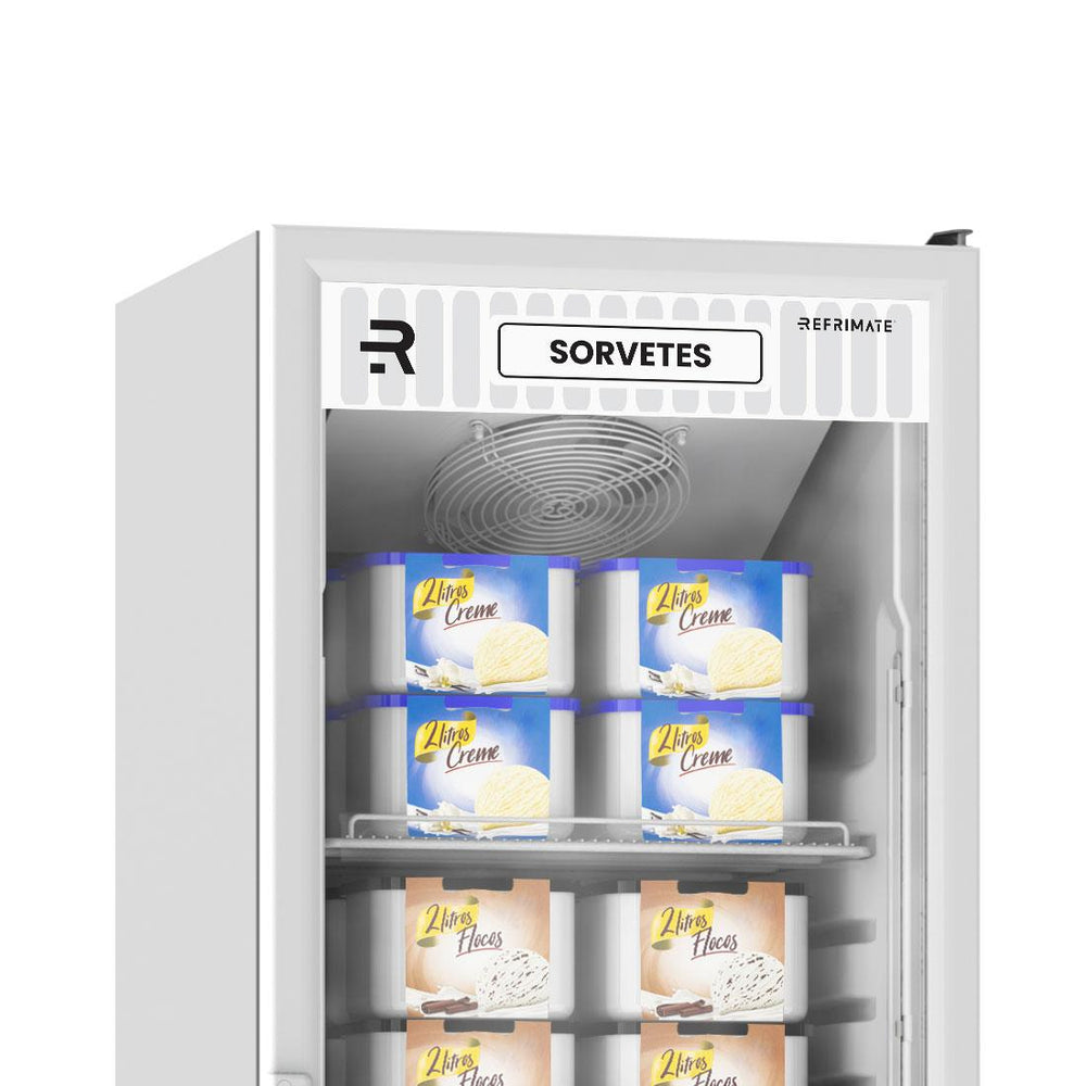 Freezer Vertical Branco 400 Litros Porta De Vidro Aquecida Ar Forçado -22ºC VCS400PVBB 220V - Refrimate