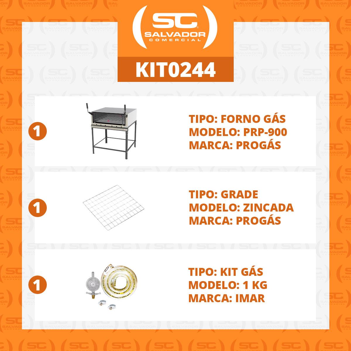 Kit - Forno Assador Refratário Gás Prp-900g + Grade Extra + Kit Gás - Progás