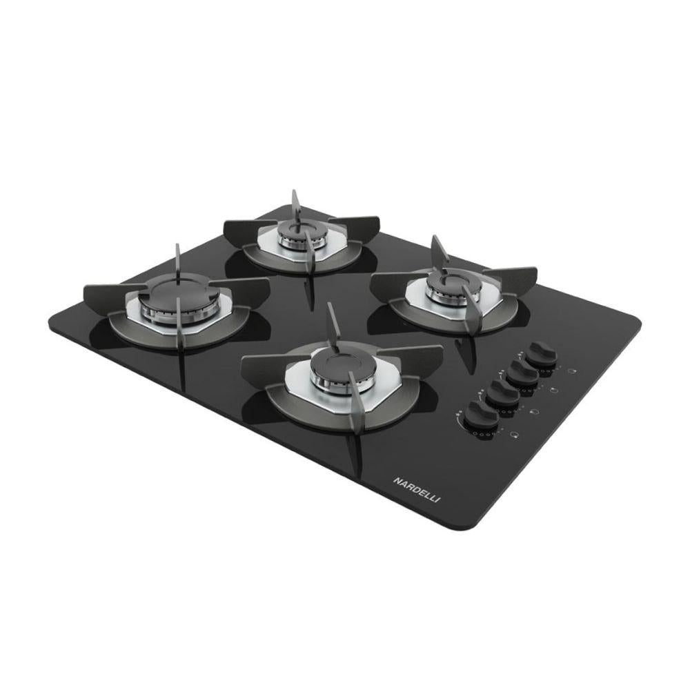Fogão Cooktop Vidro Gás 4 Bocas Simples Safe Ferro Flange Inox Safe4 Bivolt - Nardelli 27011301-00