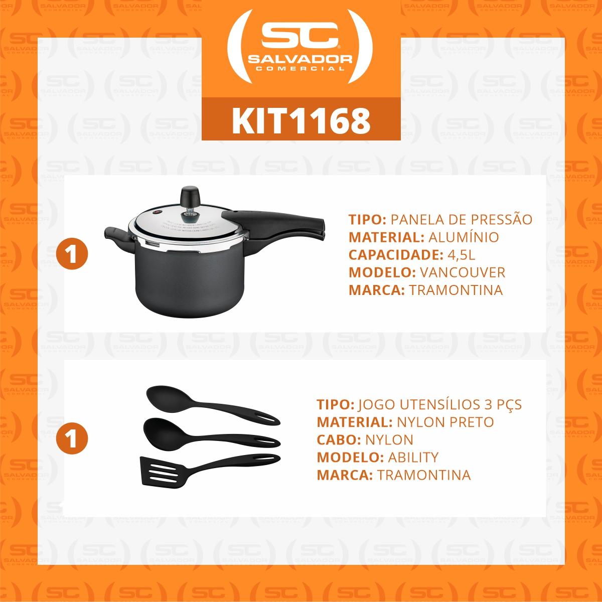 Panela de Pressão 4,5l Alumínio Antiaderente Grafite + 3 Utensílios - Tramontina
